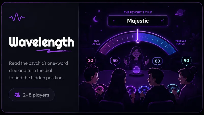 Wavelength — Read the psychic's one-word clue and turn the dial to find the hidden target on the spectrum.